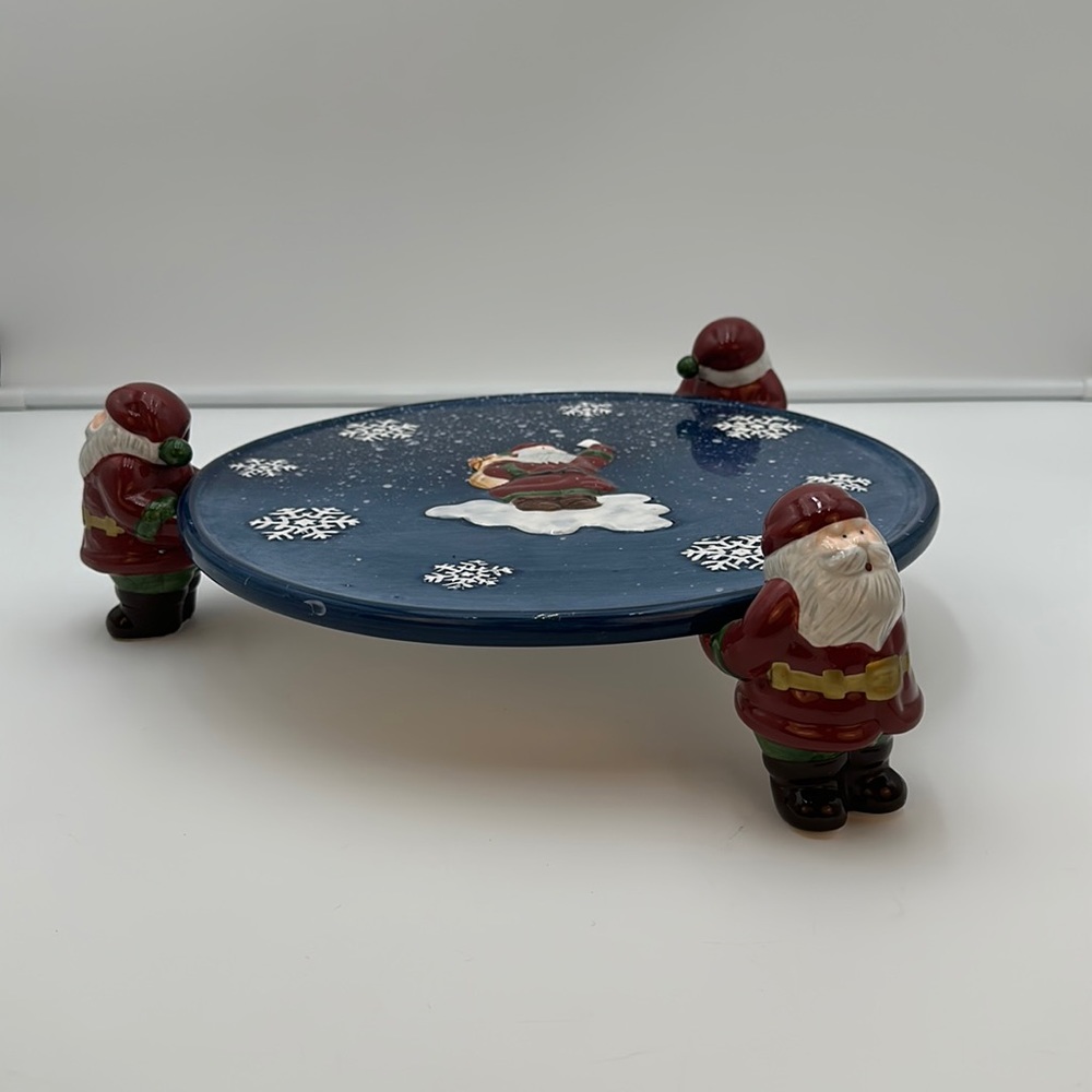 Santa Cake Plate | Pedestal Dessert Server by Home Interiors | Christmas Decor - Picture 1 of 16